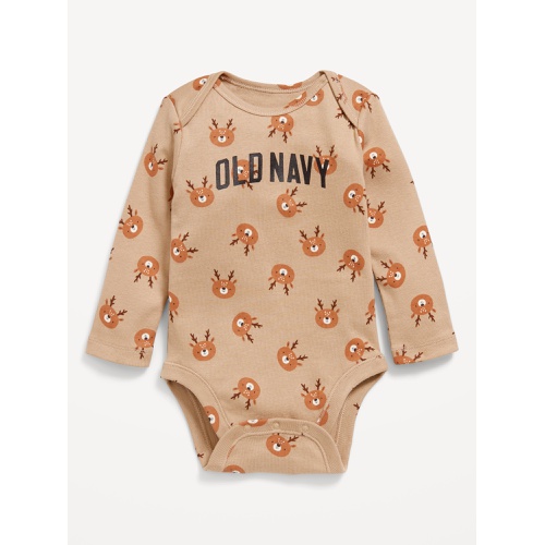 올드네이비 Unisex Long-Sleeve Printed Logo-Graphic Bodysuit for Baby