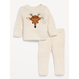 Cozy Crew-Neck Graphic Sweater and Pants Set for Baby Hot Deal