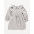 Ruffled Smocked Velvet Dress for Baby