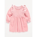 Ruffled Smocked Velvet Dress for Baby