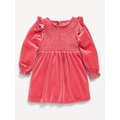 Ruffled Smocked Velvet Dress for Baby