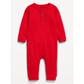 Long-Sleeve Jersey-Knit Henley One-Piece for Baby