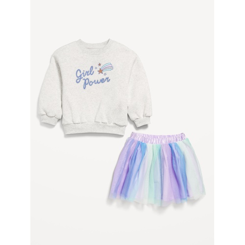 올드네이비 Crew-Neck Graphic Sweatshirt and Tulle Skirt Set for Toddler Girls