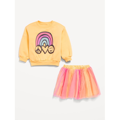 올드네이비 Crew-Neck Graphic Sweatshirt and Tulle Skirt Set for Toddler Girls