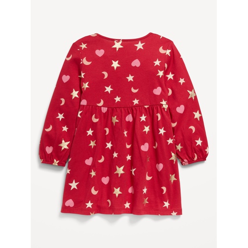 올드네이비 Printed Jersey-Knit Long-Sleeve Dress for Toddler Girls Hot Deal