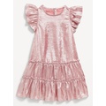 Shiny Flutter-Sleeve Tiered Dress for Toddler Girls Hot Deal