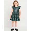 Shiny Flutter-Sleeve Tiered Dress for Toddler Girls Hot Deal