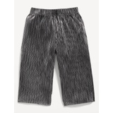 Shiny Metallic Cropped Wide-Leg Pants for Toddler Girls