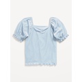 Puff-Sleeve Velvet Top for Toddler Girls Hot Deal