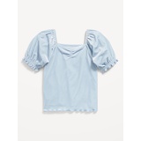 Puff-Sleeve Velvet Top for Toddler Girls Hot Deal