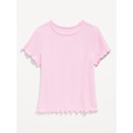 Short-Sleeve Lettuce-Edge T-Shirt for Toddler Girls