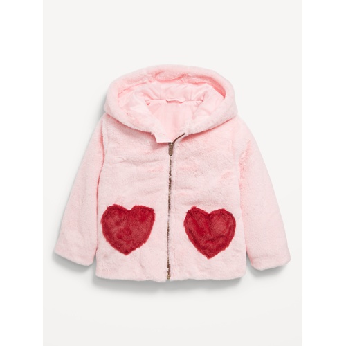 올드네이비 Faux-Fur Heart-Pocket Full-Zip Hoodie for Toddler Girls