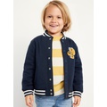 Button-Front Graphic Bomber Jacket for Toddler Boys Hot Deal