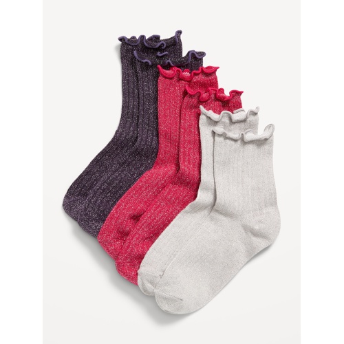 올드네이비 Ruffle-Cuff Quarter-Crew Socks 3-Pack for Girls Hot Deal