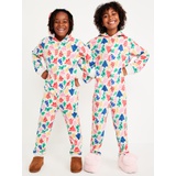 Printed Microfleece Hooded One-Piece Pajamas for Girls