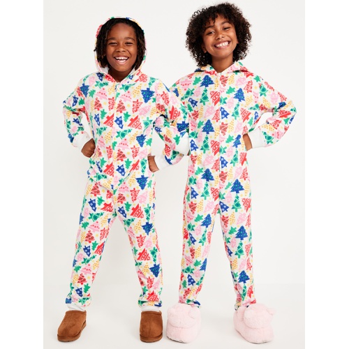 올드네이비 Printed Microfleece Hooded One-Piece Pajamas for Girls