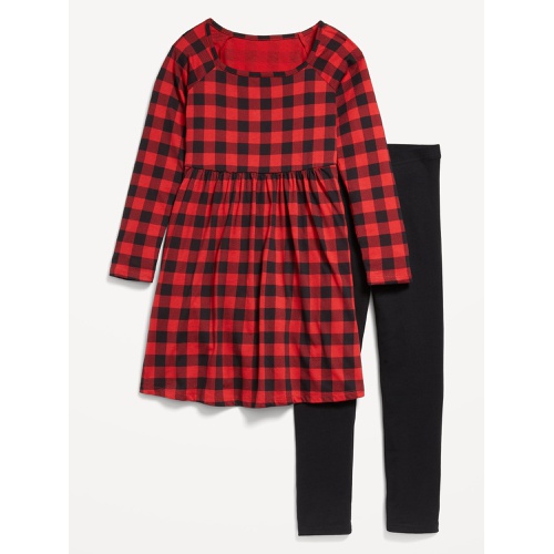 올드네이비 Long-Sleeve Fit and Flare Dress and Leggings Set for Girls