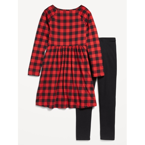 올드네이비 Long-Sleeve Fit and Flare Dress and Leggings Set for Girls