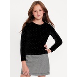 Long-Sleeve Velvet Textured-Dots Top for Girls Hot Deal