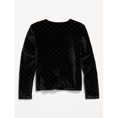 올드네이비 Long-Sleeve Velvet Textured-Dots Top for Girls Hot Deal