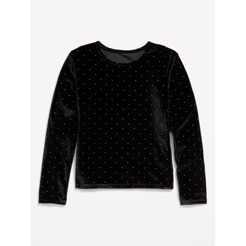 올드네이비 Long-Sleeve Velvet Textured-Dots Top for Girls Hot Deal