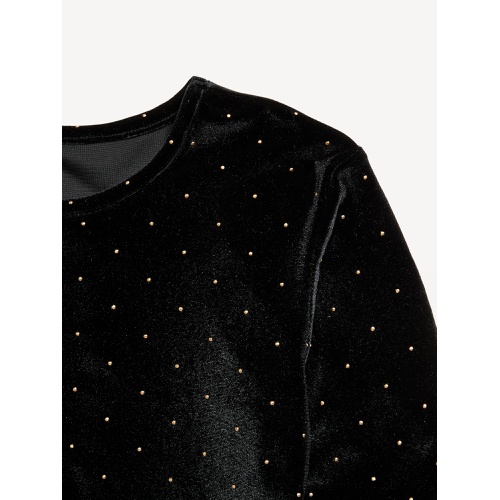 올드네이비 Long-Sleeve Velvet Textured-Dots Top for Girls Hot Deal