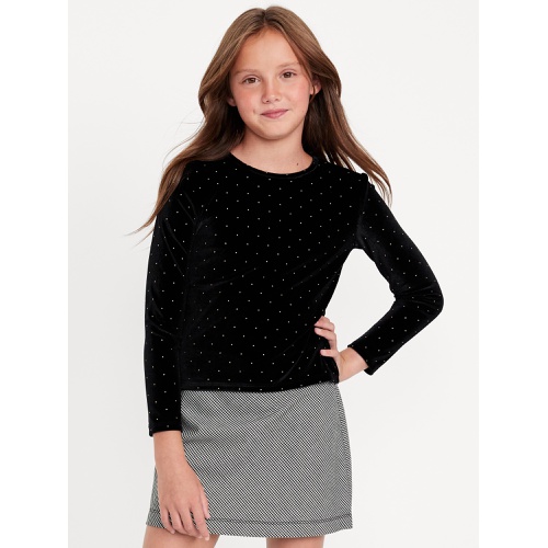 올드네이비 Long-Sleeve Velvet Textured-Dots Top for Girls Hot Deal