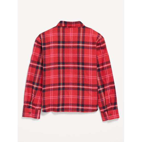 올드네이비 Cropped Long-Sleeve Plaid Pocket Flannel Shirt for Girls