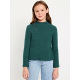 Cozy Mock-Neck Bell-Sleeve Ribbed Top for Girls