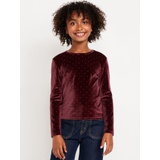 Long-Sleeve Velvet Textured-Dots Top for Girls Hot Deal