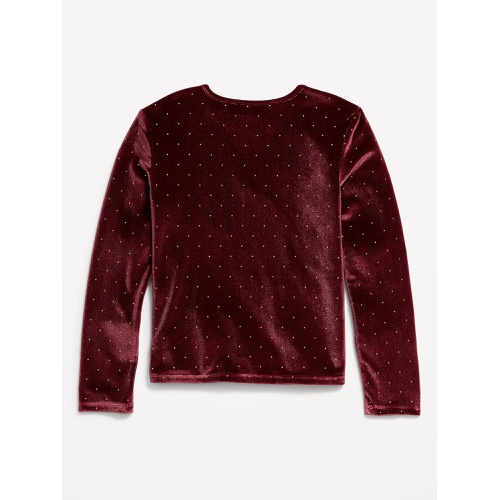 올드네이비 Long-Sleeve Velvet Textured-Dots Top for Girls Hot Deal