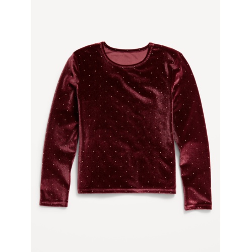 올드네이비 Long-Sleeve Velvet Textured-Dots Top for Girls Hot Deal