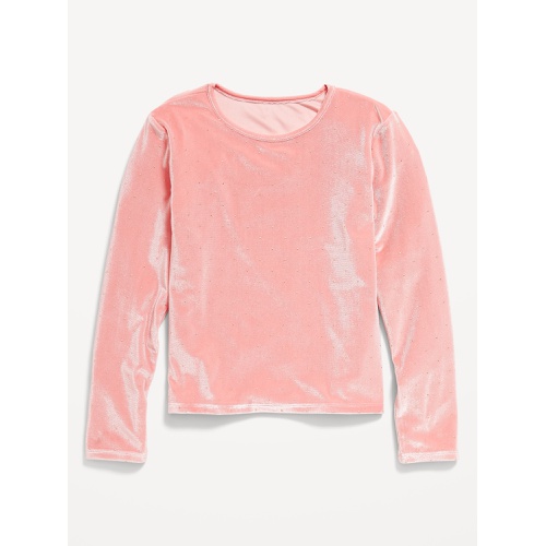 올드네이비 Long-Sleeve Velvet Textured-Dots Top for Girls Hot Deal