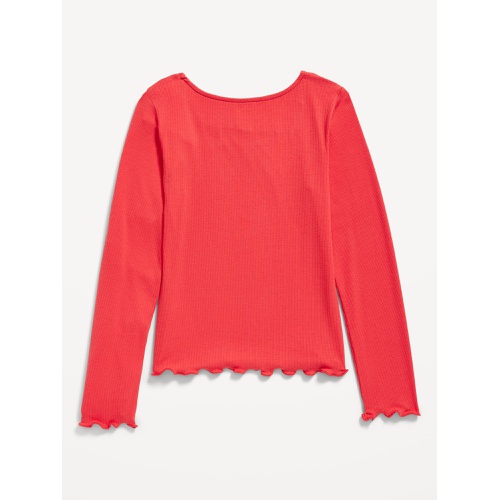 올드네이비 Long-Sleeve Square-Neck Ribbon-Bow Top for Girls Hot Deal