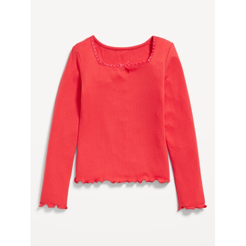 올드네이비 Long-Sleeve Square-Neck Ribbon-Bow Top for Girls Hot Deal