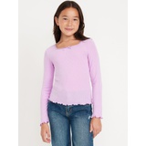 Long-Sleeve Square-Neck Ribbon-Bow Top for Girls Hot Deal