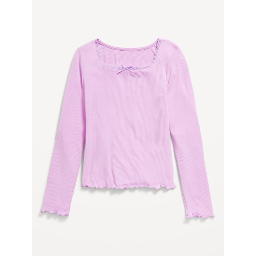 올드네이비 Long-Sleeve Square-Neck Ribbon-Bow Top for Girls Hot Deal