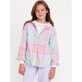 Long-Sleeve Hooded Flannel Shirt for Girls