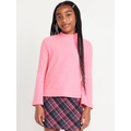 Cozy Mock-Neck Bell-Sleeve Ribbed Top for Girls