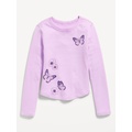 Long-Sleeve Textured-Knit Graphic T-Shirt for Girls