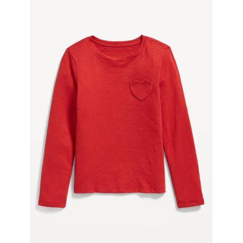 올드네이비 Softest Long-Sleeve Heart-Pocket T-Shirt for Girls