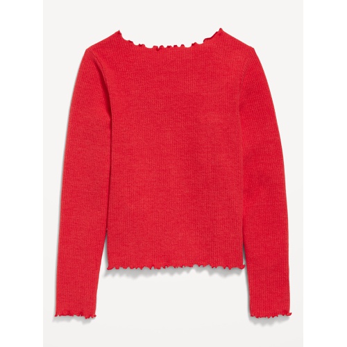 올드네이비 Long-Sleeve Plush Ribbed Lettuce-Edge Top for Girls