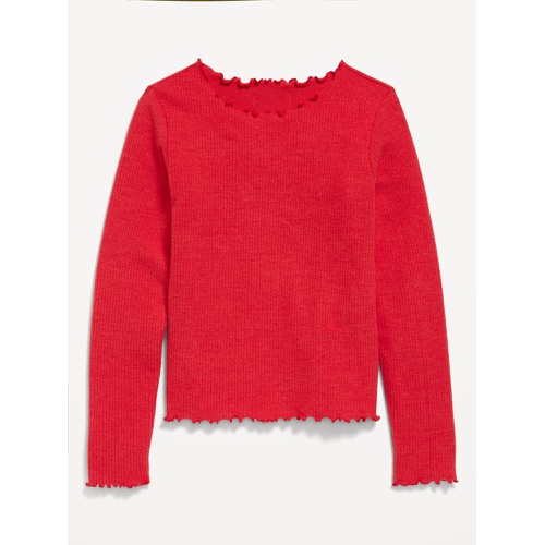 올드네이비 Long-Sleeve Plush Ribbed Lettuce-Edge Top for Girls