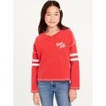 Loose Long-Sleeve Graphic Top for Girls