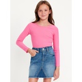 Long-Sleeve Ribbed Lace-Trim Top for Girls Hot Deal