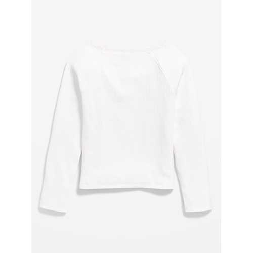 올드네이비 Long-Sleeve Ribbed Lace-Trim Top for Girls Hot Deal