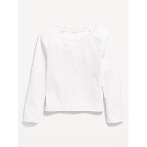 올드네이비 Long-Sleeve Ribbed Lace-Trim Top for Girls Hot Deal