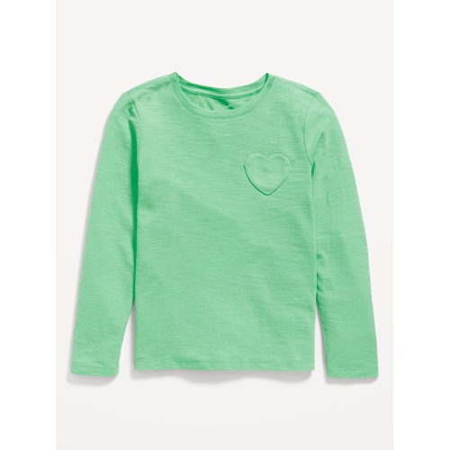 올드네이비 Softest Long-Sleeve Heart-Pocket T-Shirt for Girls