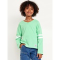 Loose Long-Sleeve Graphic Top for Girls