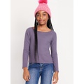 Long-Sleeve Ribbed Lace-Trim Top for Girls Hot Deal